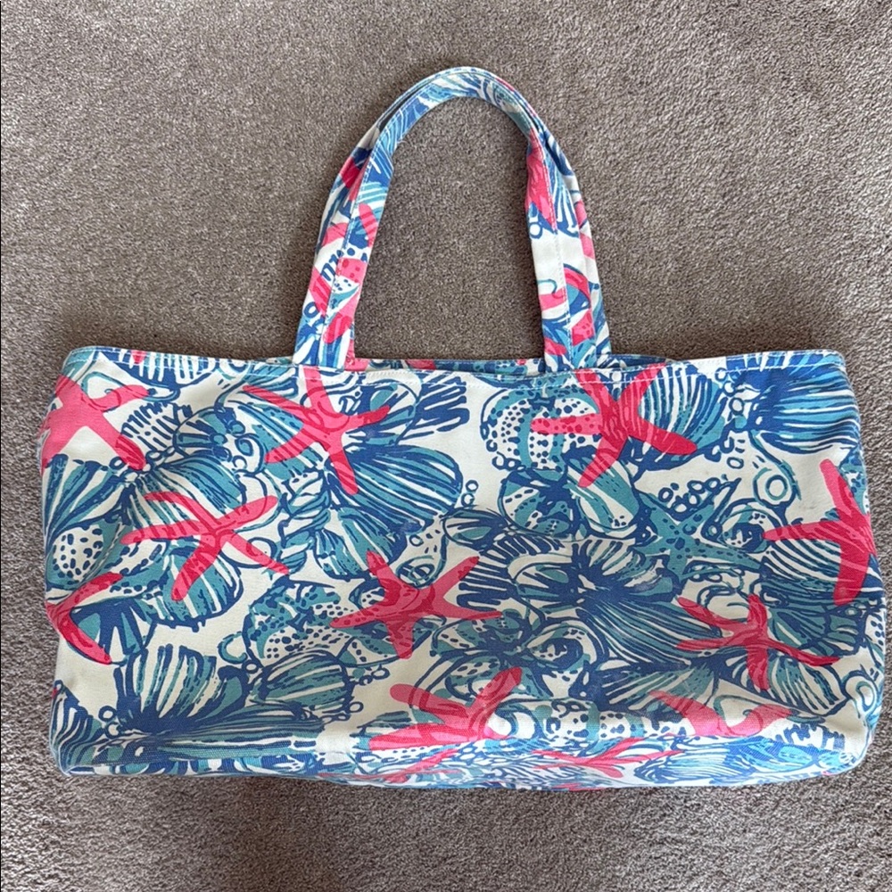 Lilly Pulitzer Vibrant Blue and Pink Tote Bag